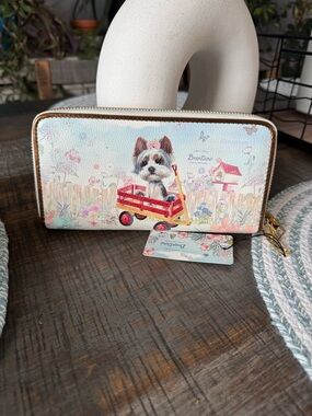 Brentano Dog & Wagon Zip Around Wallet - Pastel Floral